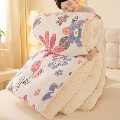Plush Colorful Floral Sherpa Warm Blanket - image 3