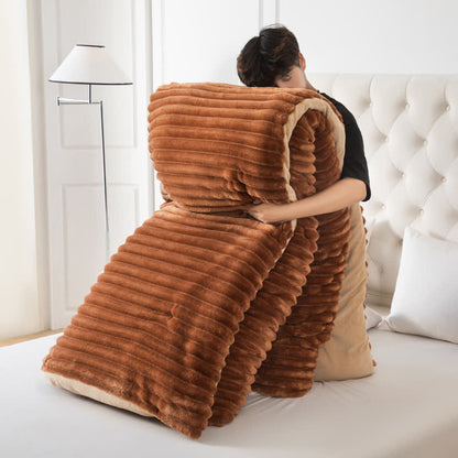 Solid Color Ribbed Plush Blanket - Coffee - Cal King - image 16
