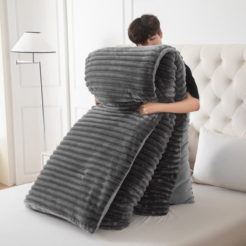 Solid Color Ribbed Plush Blanket - Dark Grey - Cal King - image 35