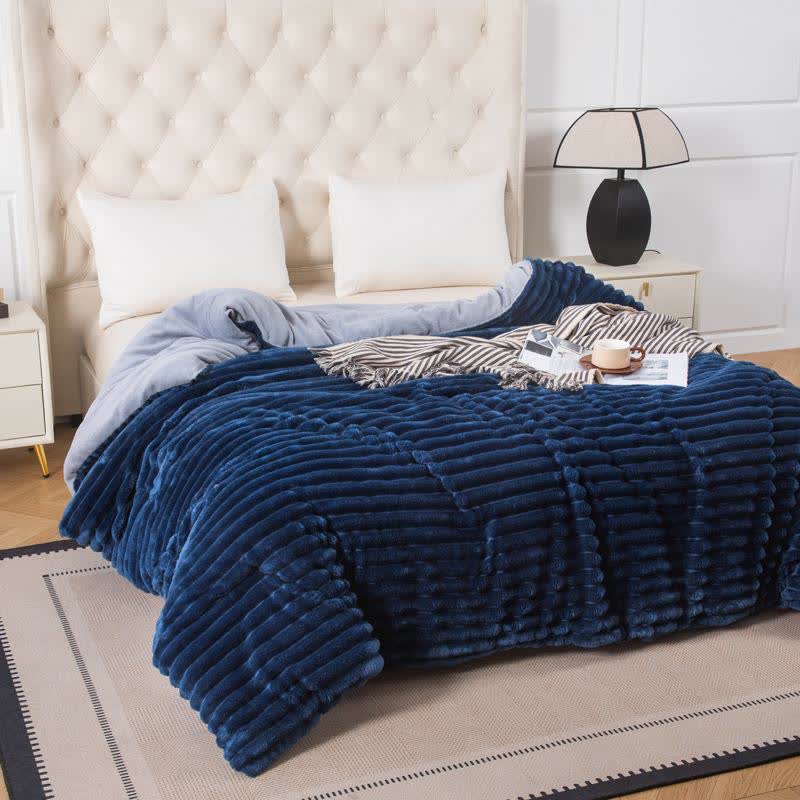 Solid Color Ribbed Plush Blanket - image 1
