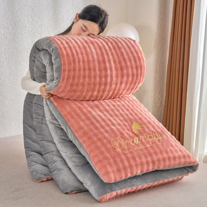 Solid Color Fluffy Textured Warm Blanket - Pink & Grey - King - image 5