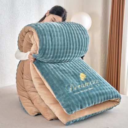 Solid Color Fluffy Textured Warm Blanket - Blue & Khaki - King - image 13