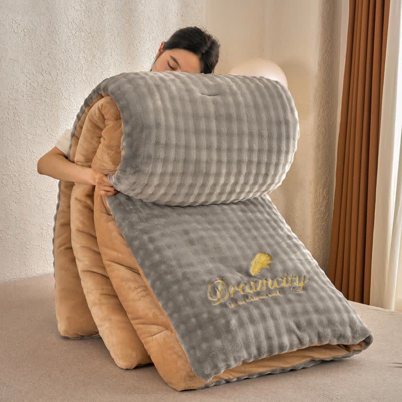 Solid Color Fluffy Textured Warm Blanket - Grey & Khaki - King - image 7