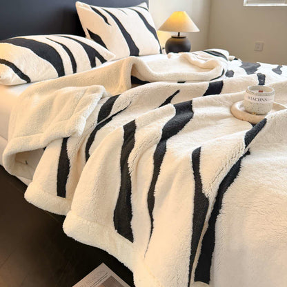 Zebra Print Jacquard Sherpa Throw Blanket - image 1