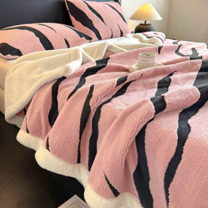 Zebra Print Jacquard Sherpa Throw Blanket - image 3