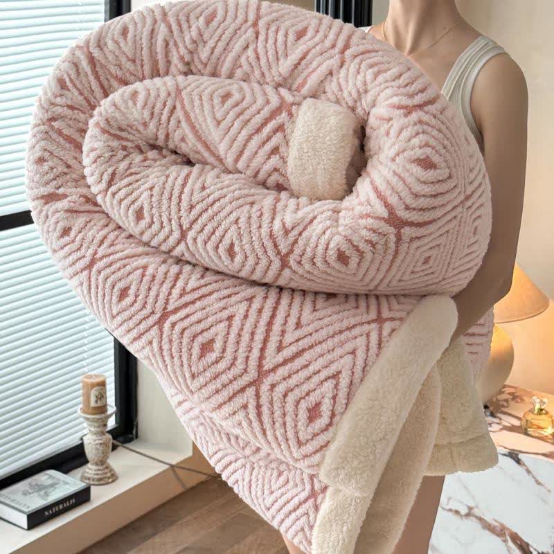 Ownkoti Geometric Diamond Jacquard Sherpa Throw Blanket - Pink - 2PCS Pillowcases - 19" x 29" - image 15