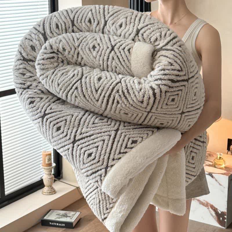 Ownkoti Geometric Diamond Jacquard Sherpa Throw Blanket - Black - 2PCS Pillowcases - 19" x 29" - image 6