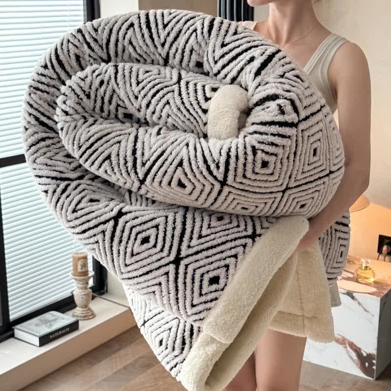Ownkoti Geometric Diamond Jacquard Sherpa Throw Blanket - Grey - 2PCS Pillowcases - 19" x 29" - image 18