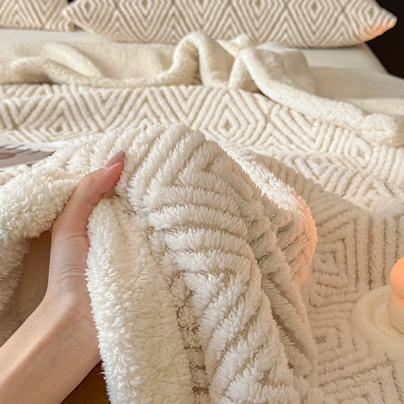 Ownkoti Geometric Diamond Jacquard Sherpa Throw Blanket - image 13