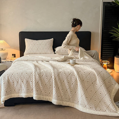 Ownkoti Geometric Diamond Jacquard Sherpa Throw Blanket - image 7