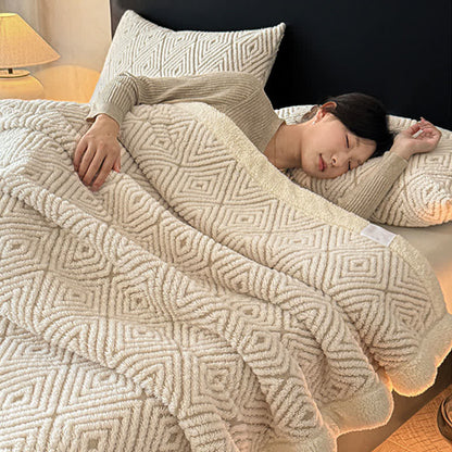 Ownkoti Geometric Diamond Jacquard Sherpa Throw Blanket - image 9