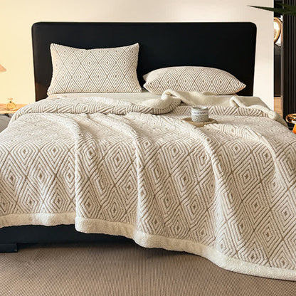 Ownkoti Geometric Diamond Jacquard Sherpa Throw Blanket - image 8