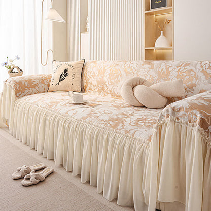 French Ruffle Floral Chenille Sofa Protector - image 5