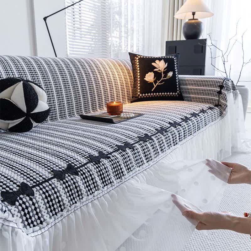 Bow Ruffle Chenille Sofa Protector - image 2