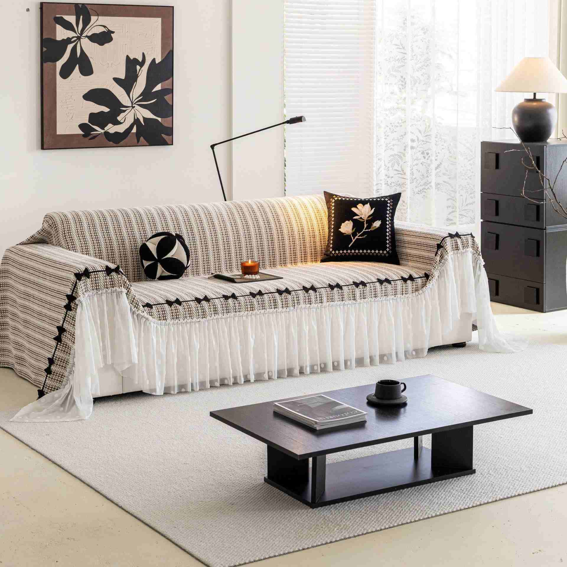 Bow Ruffle Chenille Sofa Protector - image 7