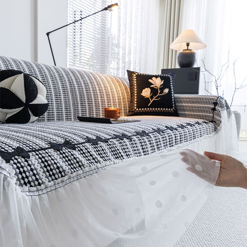 Bow Ruffle Chenille Sofa Protector - image 3