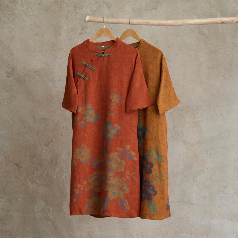 Vintage Peach Blossom Cotton Gauze Nightdress - image 0