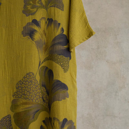 Ginkgo Leaf Print Cotton Cheongsam Nightgown - image 9