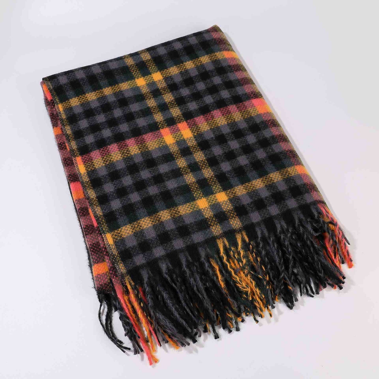 Vintage Plaid Tassel Travel Shawl Cape - image 2