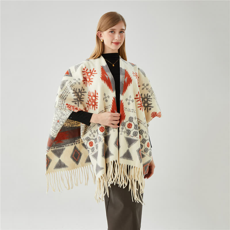 Ethnic Style Tassel Shawl Cape - image 0