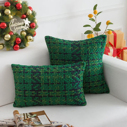 Modern Plaid Jacquard Decorative Pillowcase - Dark Green - 2PCS - 12" x 19" - image 6