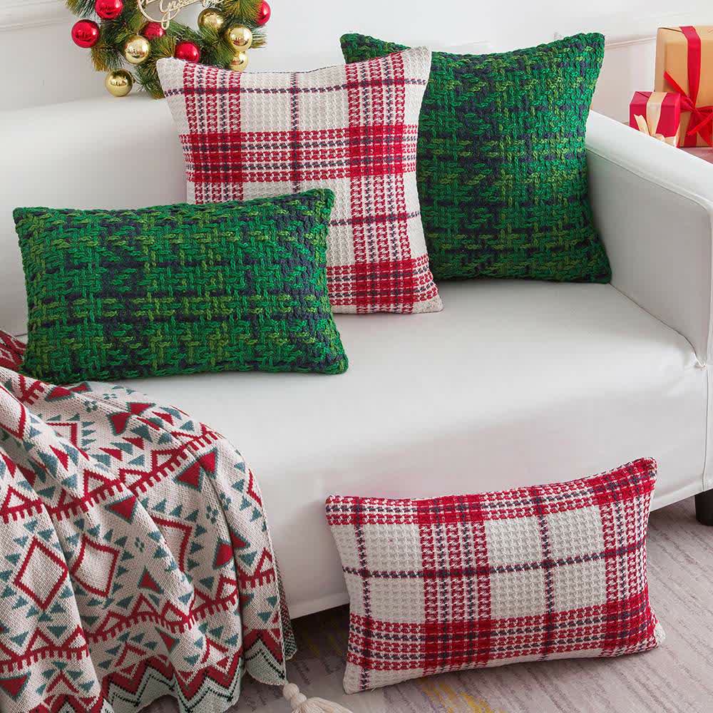 Modern Plaid Jacquard Decorative Pillowcase - image 1