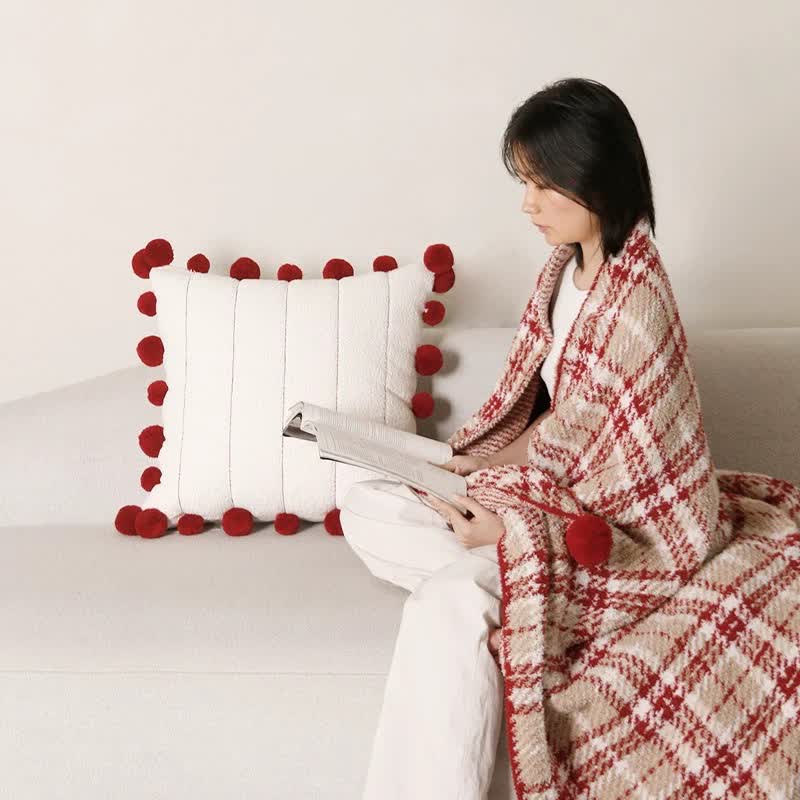 Ownkoti Christmas Red Plaid Decorative Throw Blanket - image 1