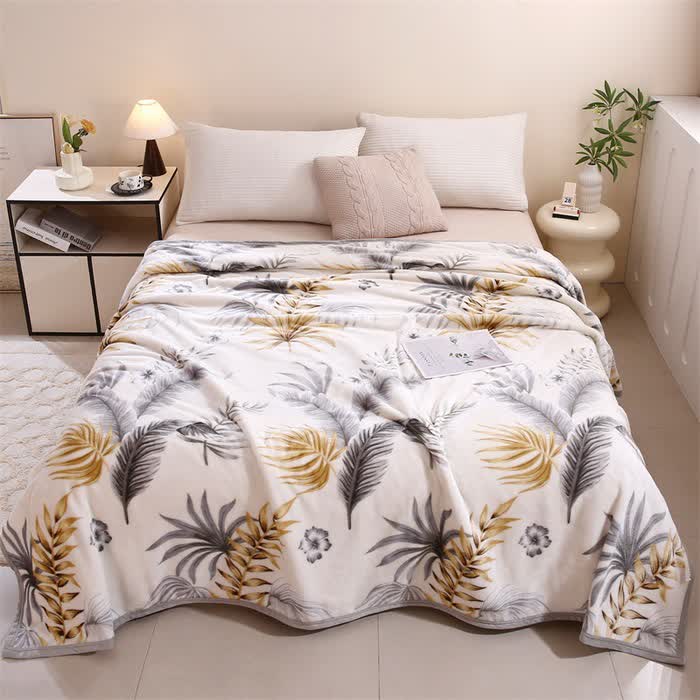 Leaf Print Warm Throw Blanket - Queen - image 0