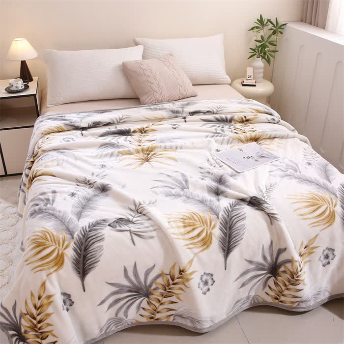 Leaf Print Warm Throw Blanket - image 1