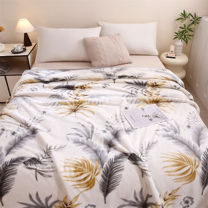Leaf Print Warm Throw Blanket - image 2