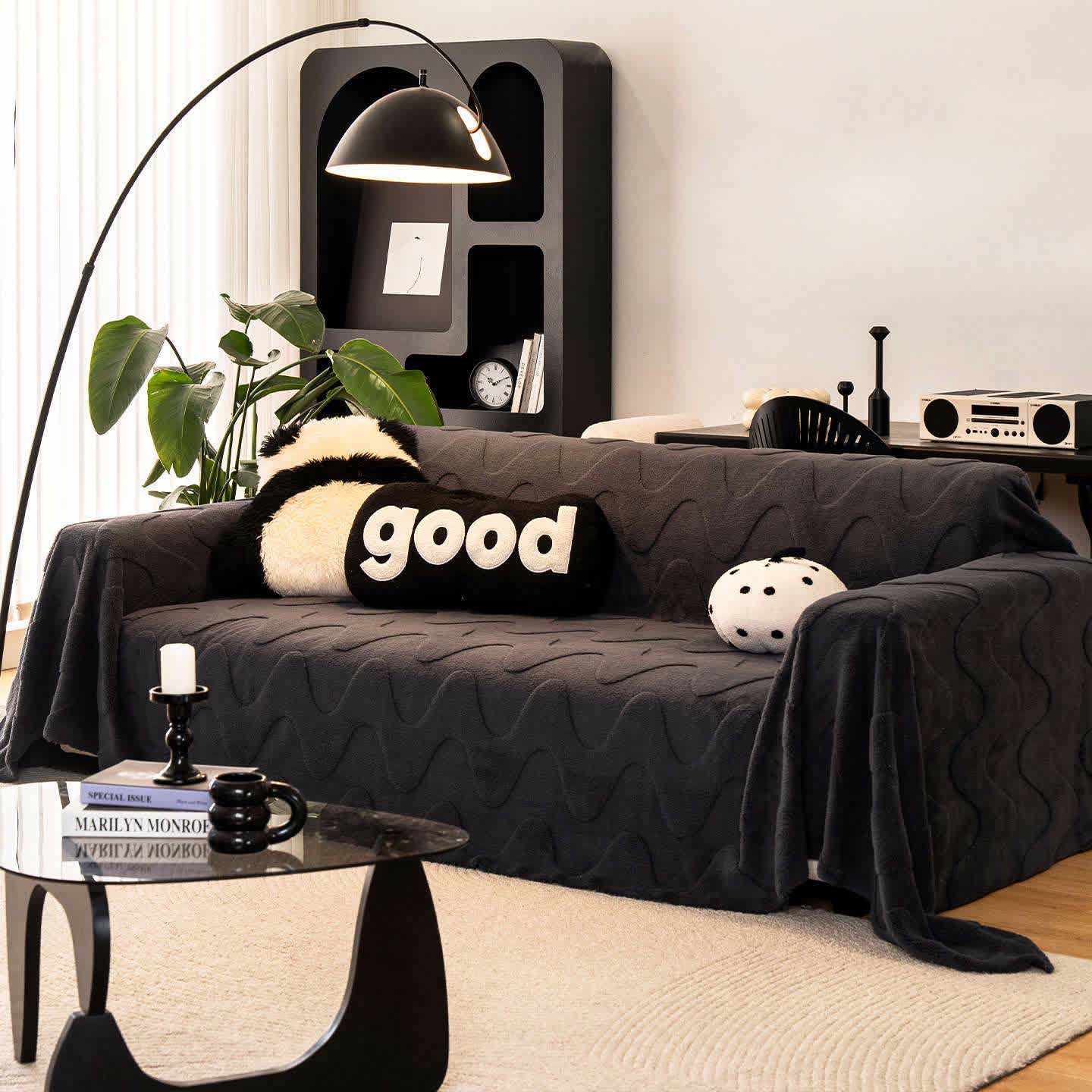 Simple Wave Texture Sofa Throw Blanket - image 1