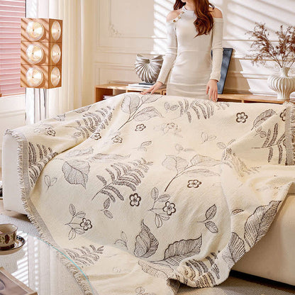 Rural Leaf Chenille Sofa Throw Blanket - image 4