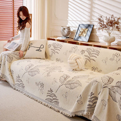 Rural Leaf Chenille Sofa Throw Blanket - image 5