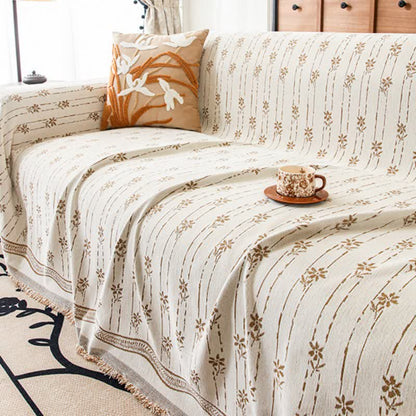 Striped Floral Chenille Sofa Throw Blanket - image 4