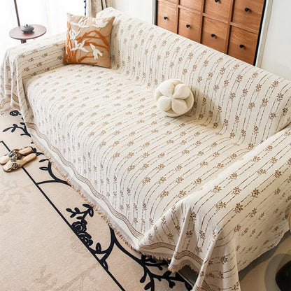 Striped Floral Chenille Sofa Throw Blanket - image 1