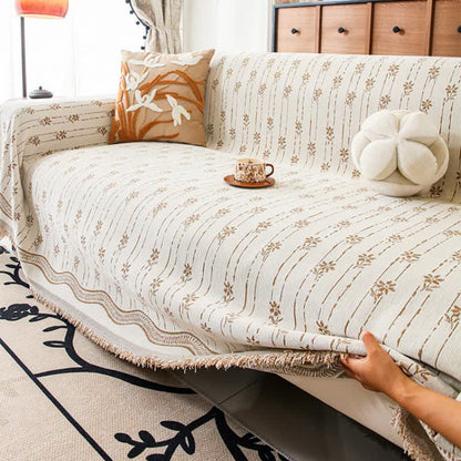 Ownkoti Striped Floral Chenille Sofa Throw Blanket - image 2