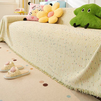 Colorful Polka Dot Chenille Sofa Protector - Green - 71" x 134" - image 6