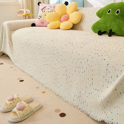 Colorful Polka Dot Chenille Sofa Protector - Blue - 71" x 134" - image 9