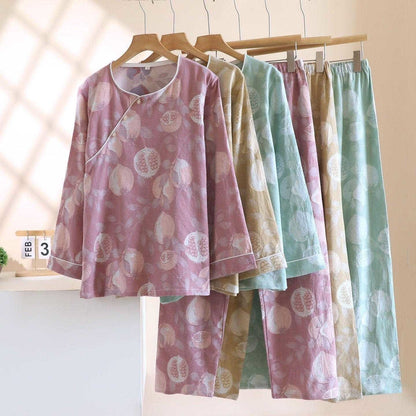 Vintage Pomegranate Cotton Gauze Loungewear Set - image 0