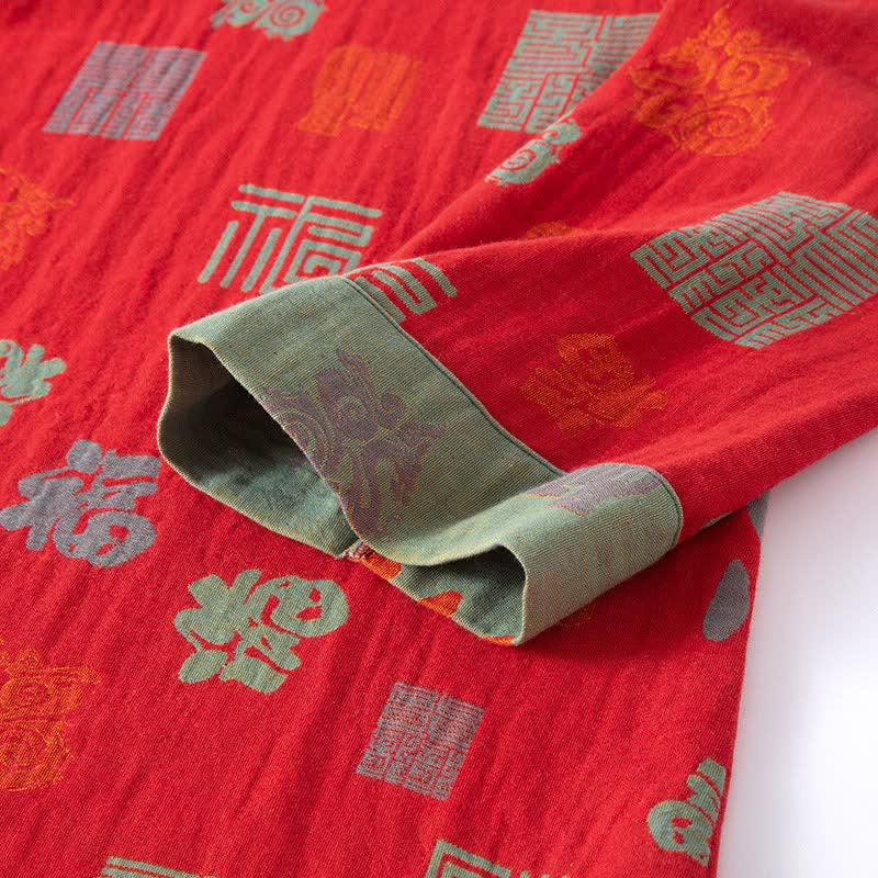 Oriental Auspicious Cotton Gauze Loungewear Set - image 3