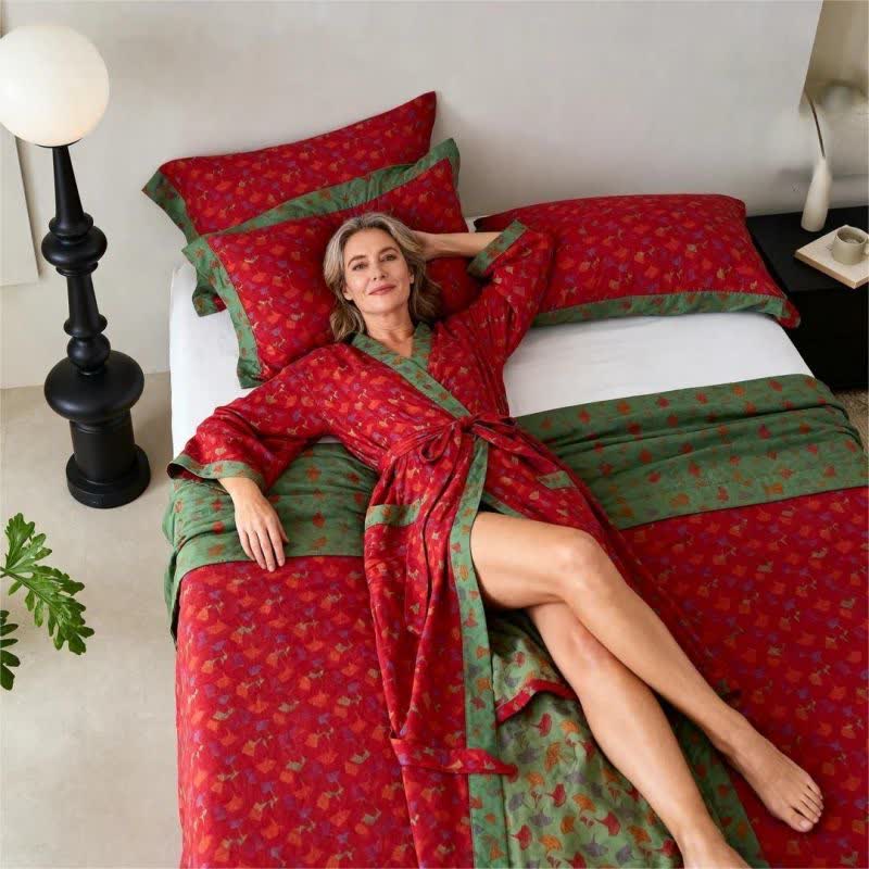 Ownkoti Nature-inspired Ginkgo Biloba Natural Cotton  Bedspread - image 3
