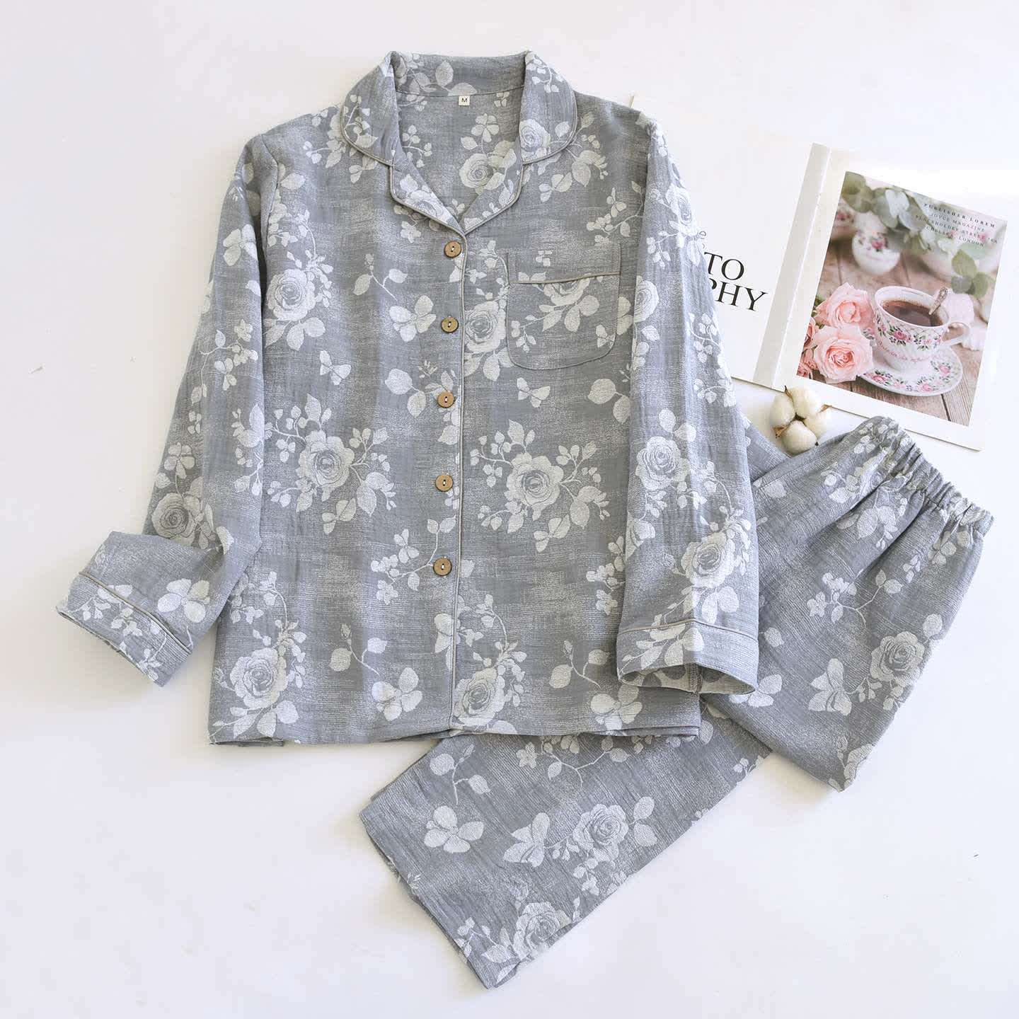 Grey Rose Natural Cotton Loungewear Set - image 1