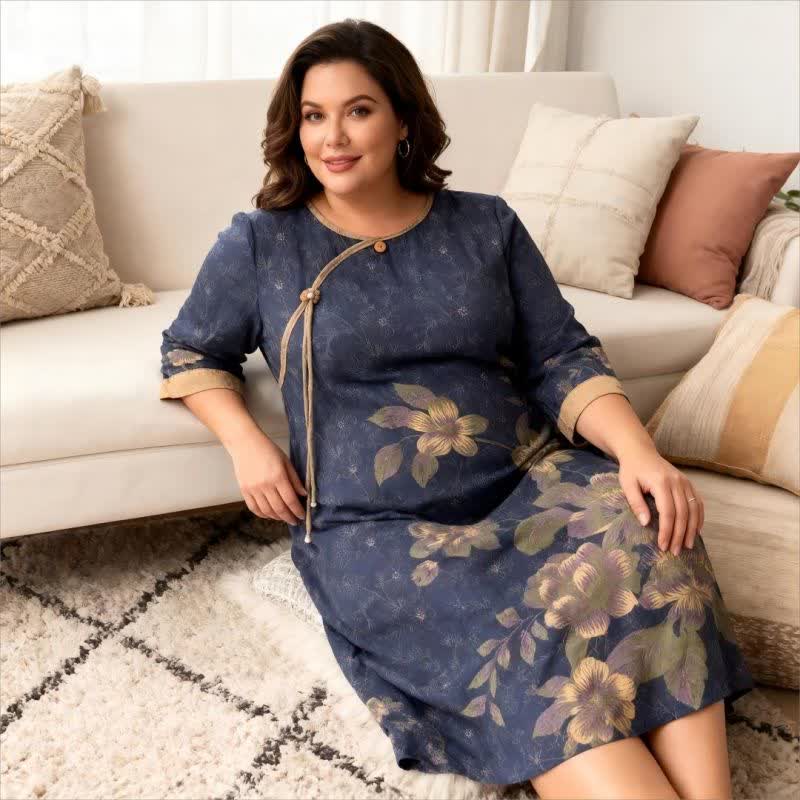 Oriental Style Floral Cotton Gauze Nightdress - image 2