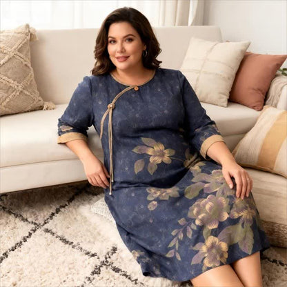 Oriental Style Floral Cotton Gauze Nightdress - image 2