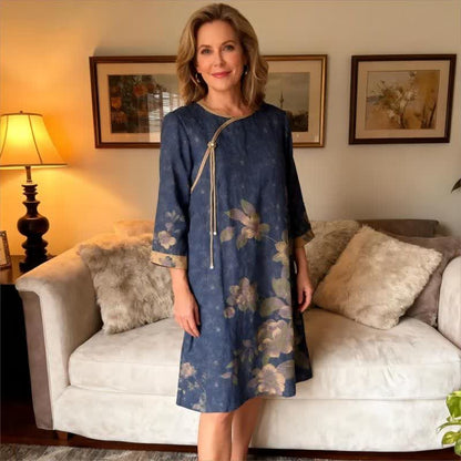 Oriental Style Floral Cotton Gauze Nightdress - image 1