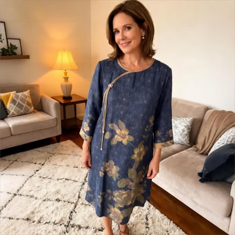 Oriental Style Floral Cotton Gauze Nightdress - image 3