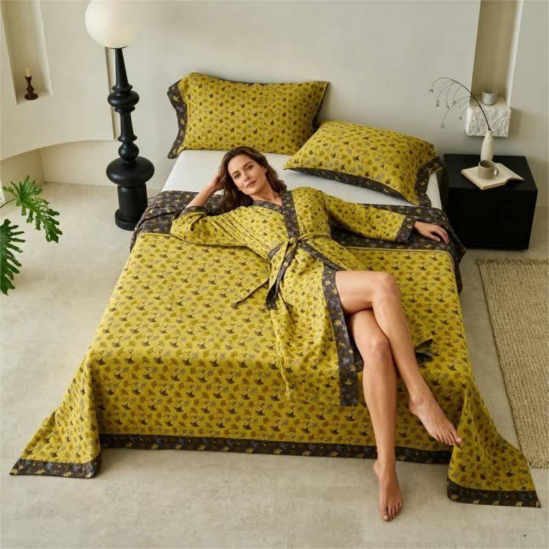 Nature-inspired Ginkgo Biloba Natural Cotton  Bedspread - image 12