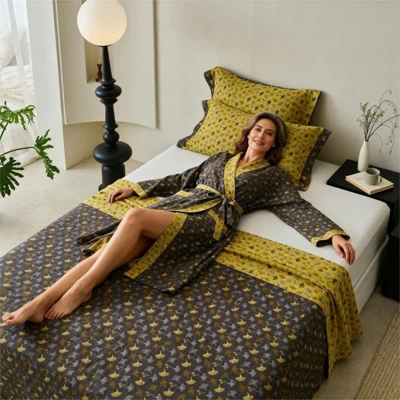 Nature-inspired Ginkgo Biloba Natural Cotton  Bedspread - image 26