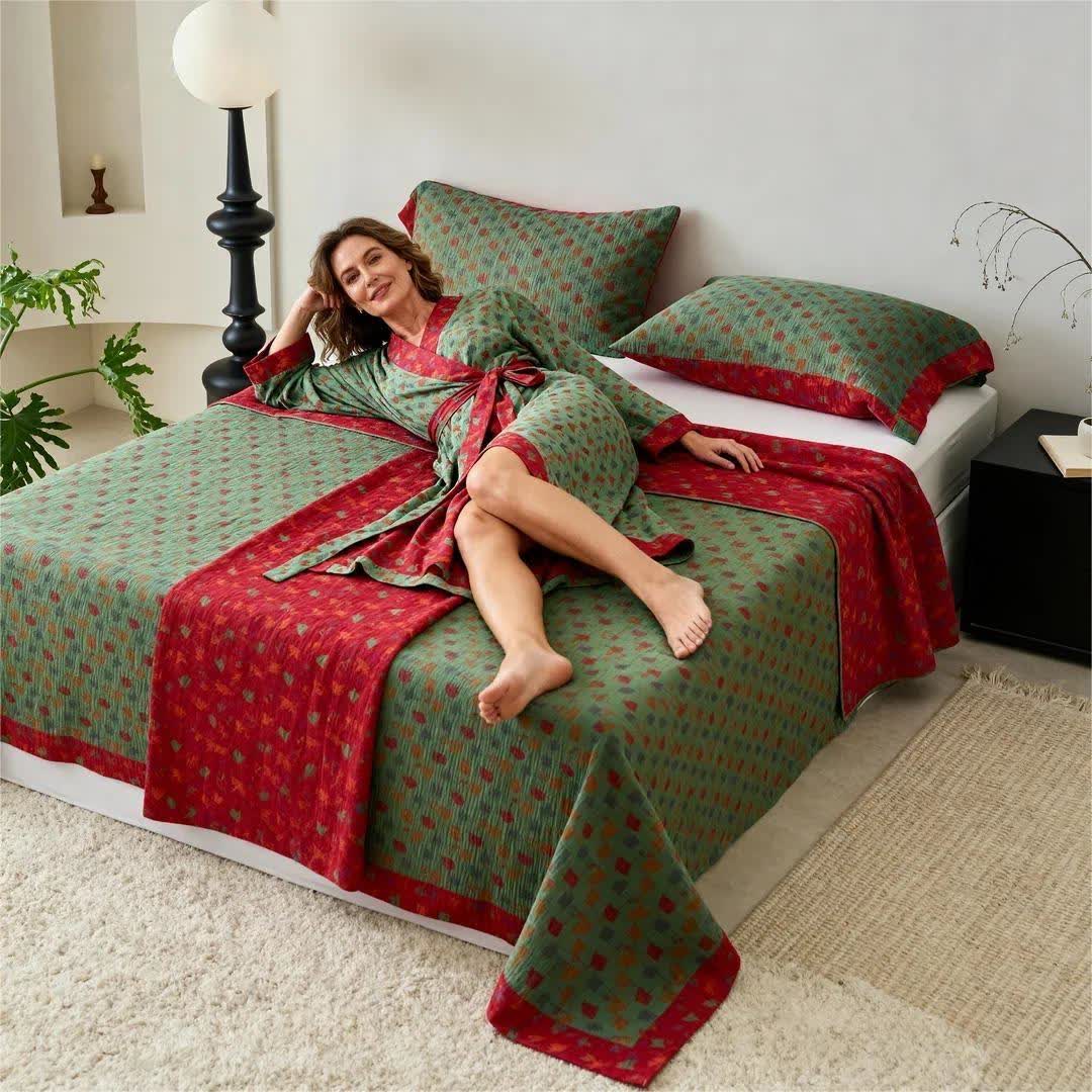 Ownkoti Nature-inspired Ginkgo Biloba Natural Cotton  Bedspread - image 17