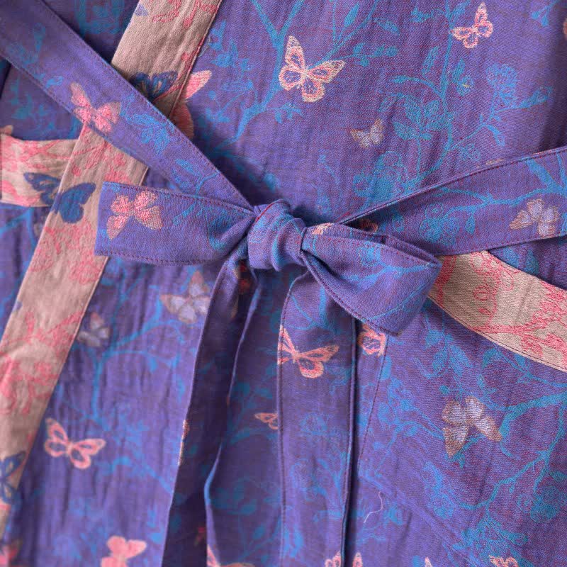 Ownkoti Butterfly Cotton Gauze Kimono Robe - image 6